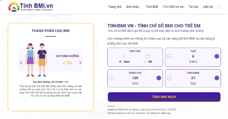 Công cụ tính BMI online hiệu quả